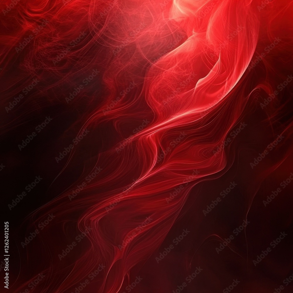 Fototapeta premium Abstract red smoke or energy flows through a dark space