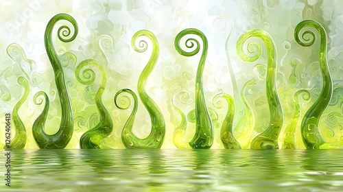 Abstract Green Plants in Water Background photo