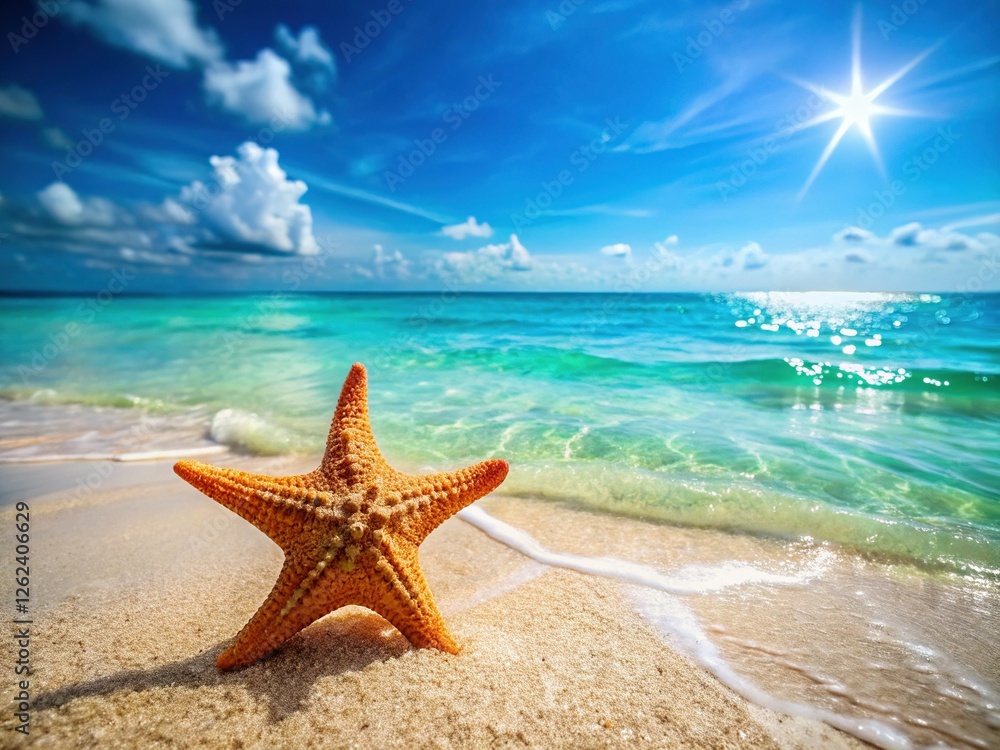 Starfish on Sandy Beach Summer Holiday Vacation in Tropical Paradise Starfish on Sandy Beach Summer Holiday Vacation in Tropical Paradise