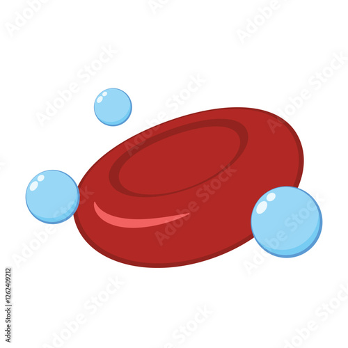 Red blood cell and Oxygen vector. free space for text. Water symbol vector. Oxygen O2 molecule models blue and chemical formulas.