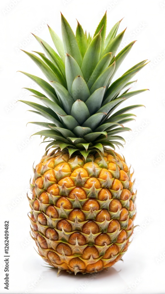ripe pineapple isolated on white background.