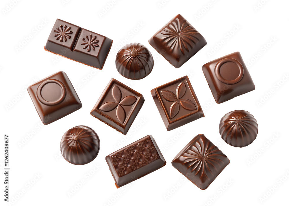 chocolate pieces top view on white background.png chocolate pieces top view on white background.png