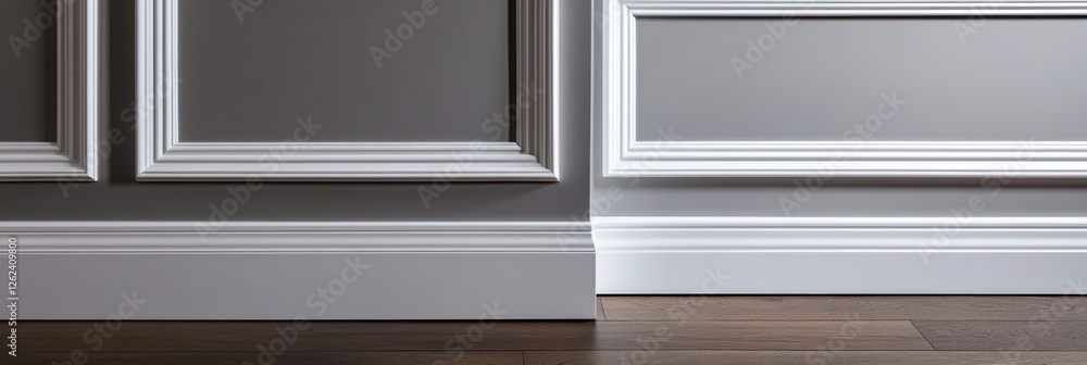 Fototapeta premium Elegant White Molding and Gray Wall Detail