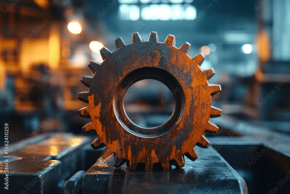 Rusty Gear in Industrial Setting: A Close-Up of a Weathered Metal Gear, Evoking a Sense of History and Industry Rusty Gear in Industrial Setting: A Close-Up of a Weathered Metal Gear, Evoking a Sense of History and Industry