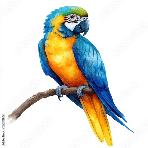 Wallpaper Mural Colorful Watercolor Macaw Perched On Branch Torontodigital.ca