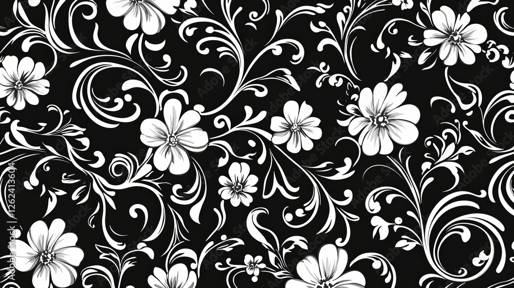 Floral damask seamless pattern with retro decorative flourishes Floral damask seamless pattern with retro decorative flourishes