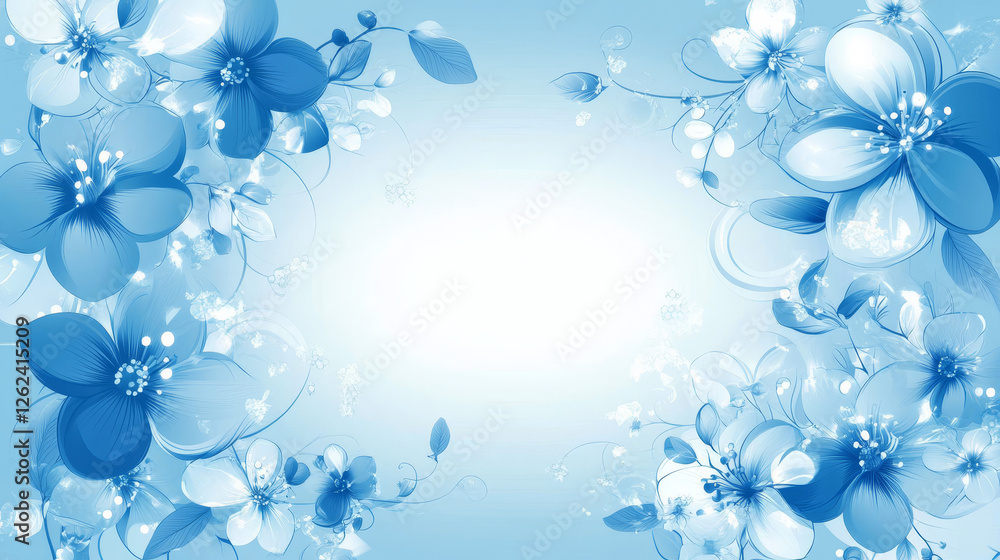 Blue floral borders with flowers and blossoms. Jpeg version also available in gallery Blue floral borders with flowers and blossoms. Jpeg version also available in gallery