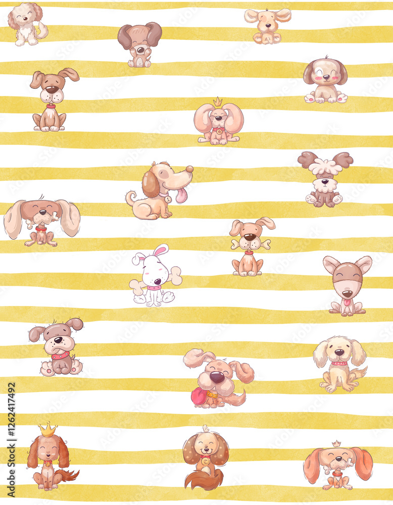 Seamless abstract pattern background with cute dog. Seamless abstract pattern background with cute dog.