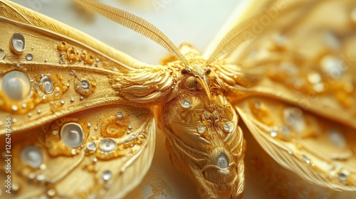 Foto Beautiful golden moth displaying intricate details of its wings and body in a cl