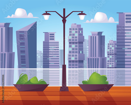 City landscape composition in flat style