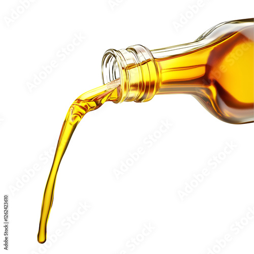 A bottle of olive oil with a pouring spout, Isolated on transparent or white background cut out, Food and Drinks clip art concept