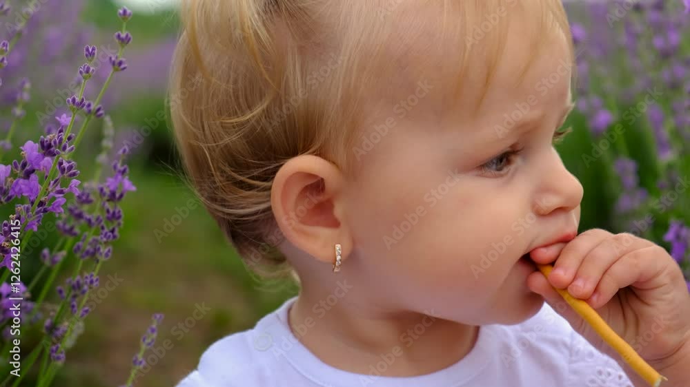 Child in a lavender field. Selective focus. Child in a lavender field. Selective focus.