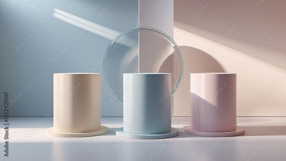 Fototapeta premium Modern Product Showcase Podiums with Elegant Glass Element