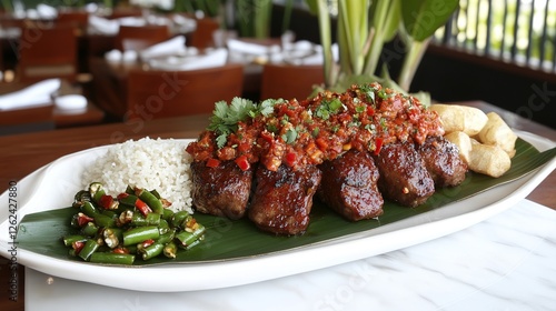 Restaurant Spicy Grilled Meat Rice Dish photo