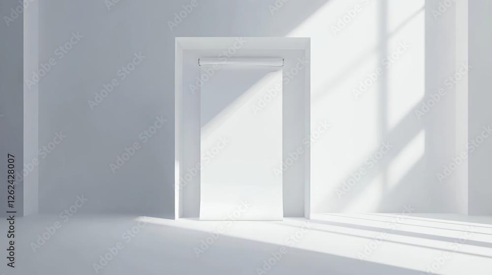 Bright and minimalist interior with an open doorway letting in natural light Bright and minimalist interior with an open doorway letting in natural light