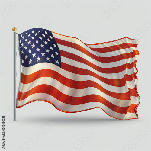 Raw American Flag Template with Minimalist Design, Isolated on Transparent White Background and Amplified Negative Space, Perfect for US National Holidays or Commercial Uses photo