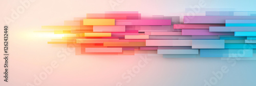 A mix of abstract polygons converging at the center of a bright light filament, each piece