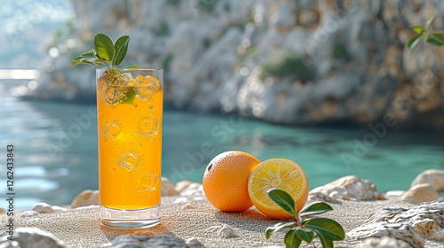 une licorne style 3D allongÃ©e sur une plage avec un cocktail pour les vacances HD 8K wallpaper Photographic Image