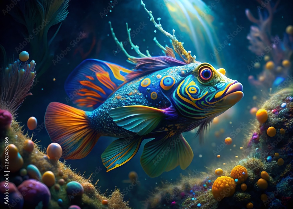Surreal Mandarin Fish Fluid Art: Abstract Underwater Dreamscape Surreal Mandarin Fish Fluid Art: Abstract Underwater Dreamscape