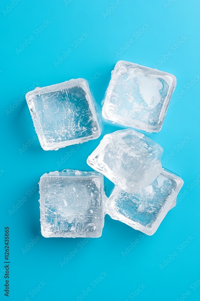 Obraz premium Isolated Ice Cubes on Blue Background