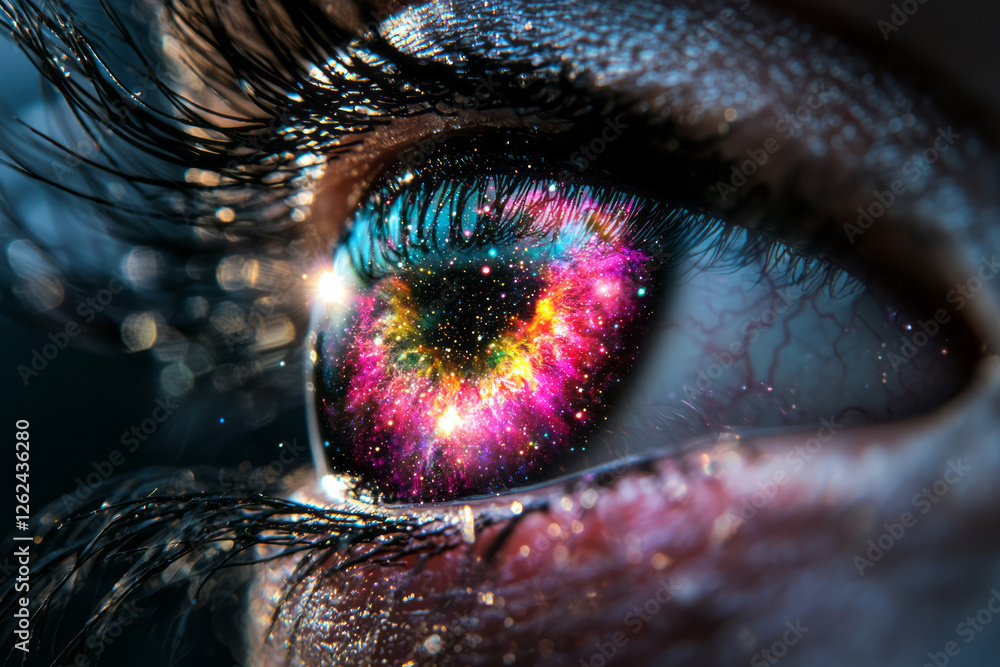 Φωτογραφία A lyrical, semi-abstract view of a cosmic eye, the colors of distant nebulae sea