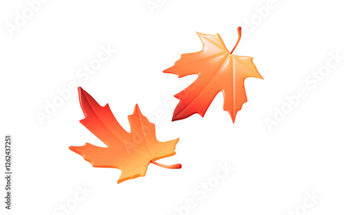 Fototapeta Naklejka Na Ścianę i Meble -  Cartoon maple leaves model, autumn maple leaves, 3d rendering.