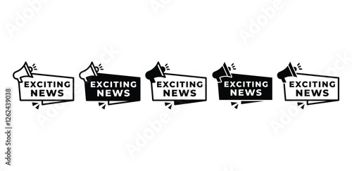 exciting news banner sign label icon vector design black white color simple flat illustration template sets isolated