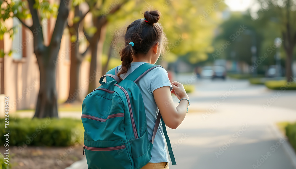 Naklejka premium Single father put the backpack on her daughter back ready for school, isometry. with white shades