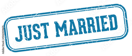 just married stamp. just married rectangular stamp on white background