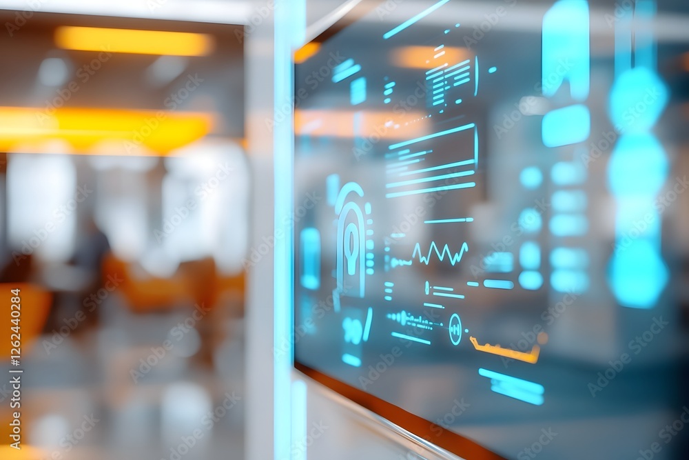Futuristic Bank Office with Chatbots and Holographic Screens Providing Personalized Financial Futuristic Bank Office with Chatbots and Holographic Screens Providing Personalized Financial