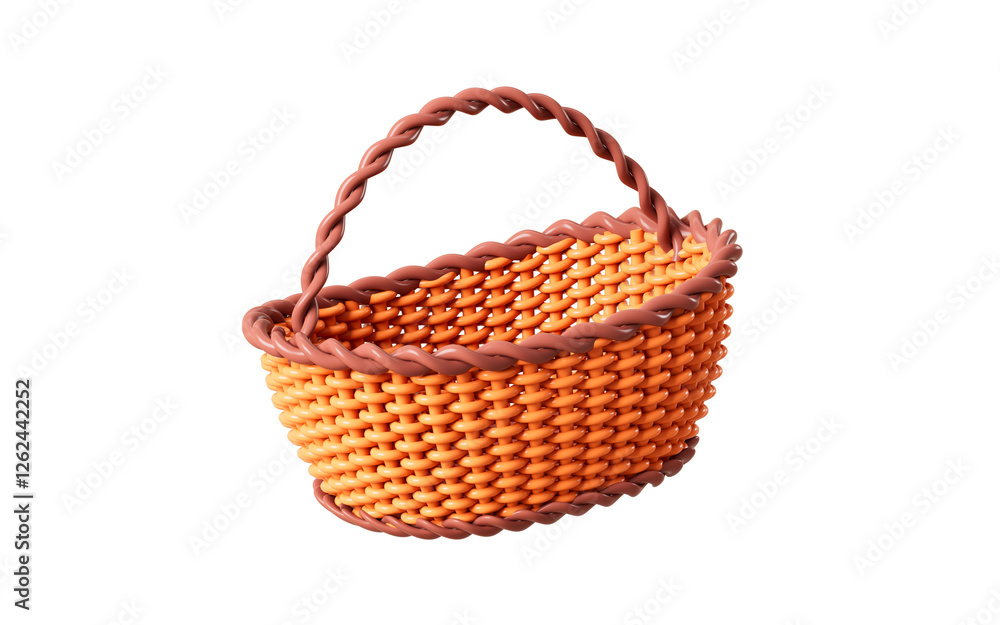 Obraz premium Cartoon hand-woven vegetable basket model, 3d rendering.
