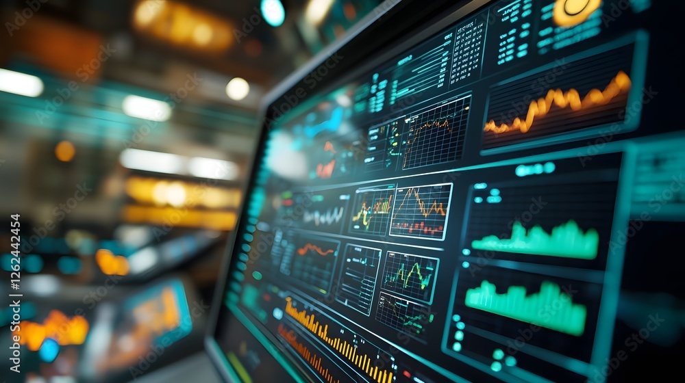 Futuristic Financial Trading Floor with AI Powered Market Dashboards and Analytics Futuristic Financial Trading Floor with AI Powered Market Dashboards and Analytics