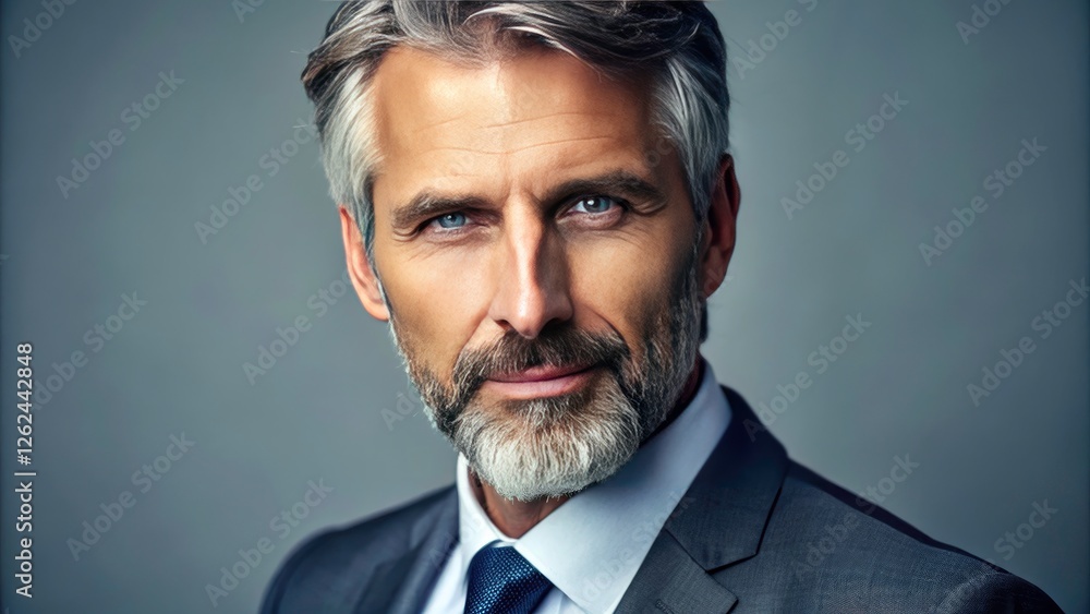 Tilt-Shift Business Portrait: Professional Man, Gray Background, Studio Shot Tilt-Shift Business Portrait: Professional Man, Gray Background, Studio Shot