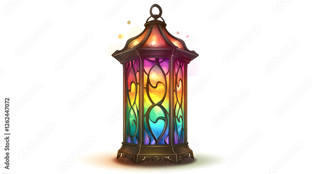 Enchanted Rainbow Stained Glass Lantern Enchanted Rainbow Stained Glass Lantern