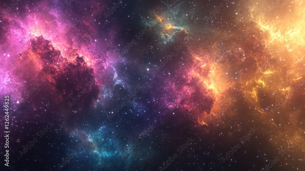 Fototapeta premium Cosmic Nebula: A Symphony of Celestial Colors