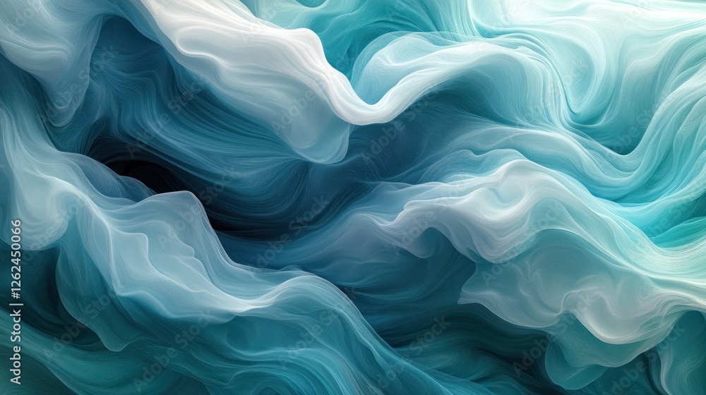 Fototapeta premium Abstract Teal and White Swirling Fabric Texture