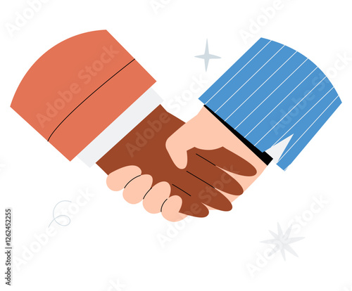 Business Handshake Agreement, Two Professionals Sealing A Deal, Flat Vector Illustration Symbolizing Partnership, Negotiation, And Corporate Success, Isolated On White Background