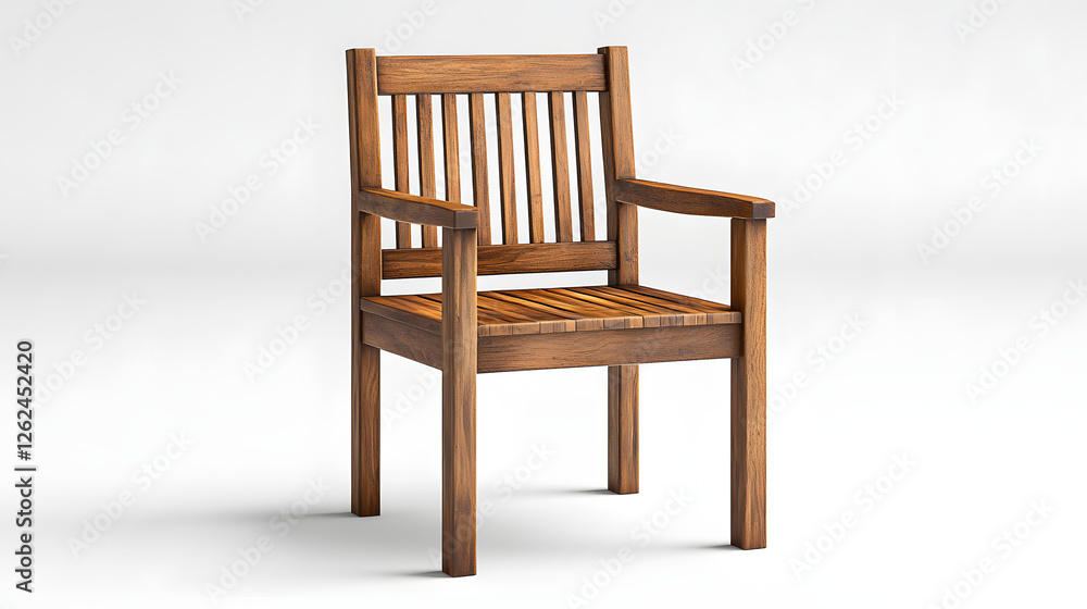 Render of a 1920s wooden dining chair with slats, showcasing vintage craftsmanship.
Render of a 1920s wooden dining chair with slats, showcasing vintage craftsmanship.