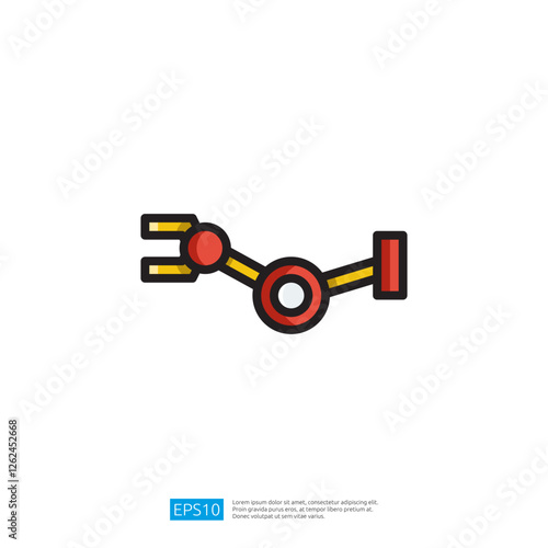 a simple stylized robotic arm with a gripper, often symbolizing automation and technology in industrial applications. Artificial Intelligence Icon