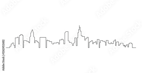 Abstract modern House City Skyline continuous one-line art drawing Vector illustration