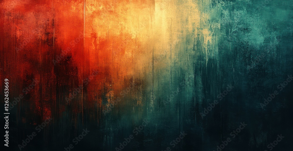 Obraz premium Abstract fiery sunset and teal ocean gradient