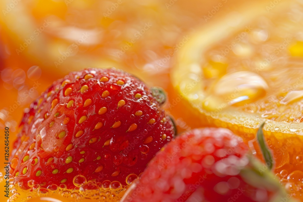 Vibrant citrus and berry slice macro close-up. AI generated Vibrant citrus and berry slice macro close-up. AI generated