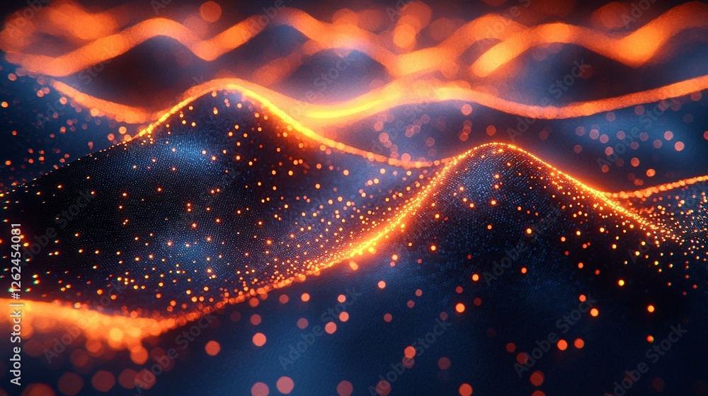 Glowing Particle Wave Abstract Background