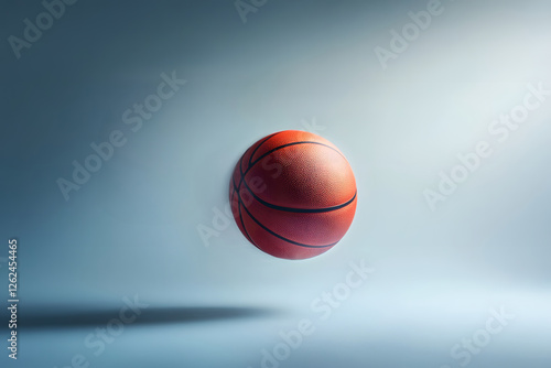 dynamic mid-air shot basketball spinning with motion blur effect, captured under vibrant studio lighting, perfect for showcasing high-speed action and athletic performance in sports.