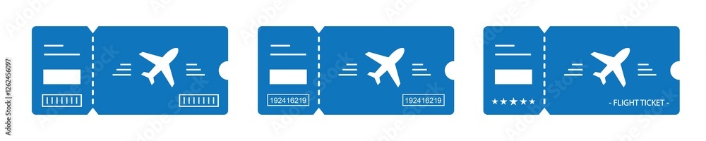 Fototapeta premium Plane tickets icon. Boarding pass set icon, vector illustration