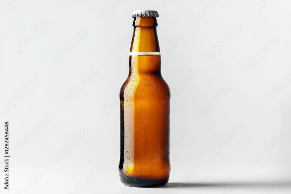 Brown glass bottle on white background. AI generated Brown glass bottle on white background. AI generated