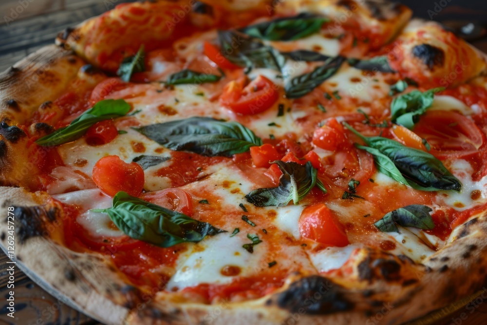 Fresh margherita pizza with tomatoes and basil. AI generated Fresh margherita pizza with tomatoes and basil. AI generated