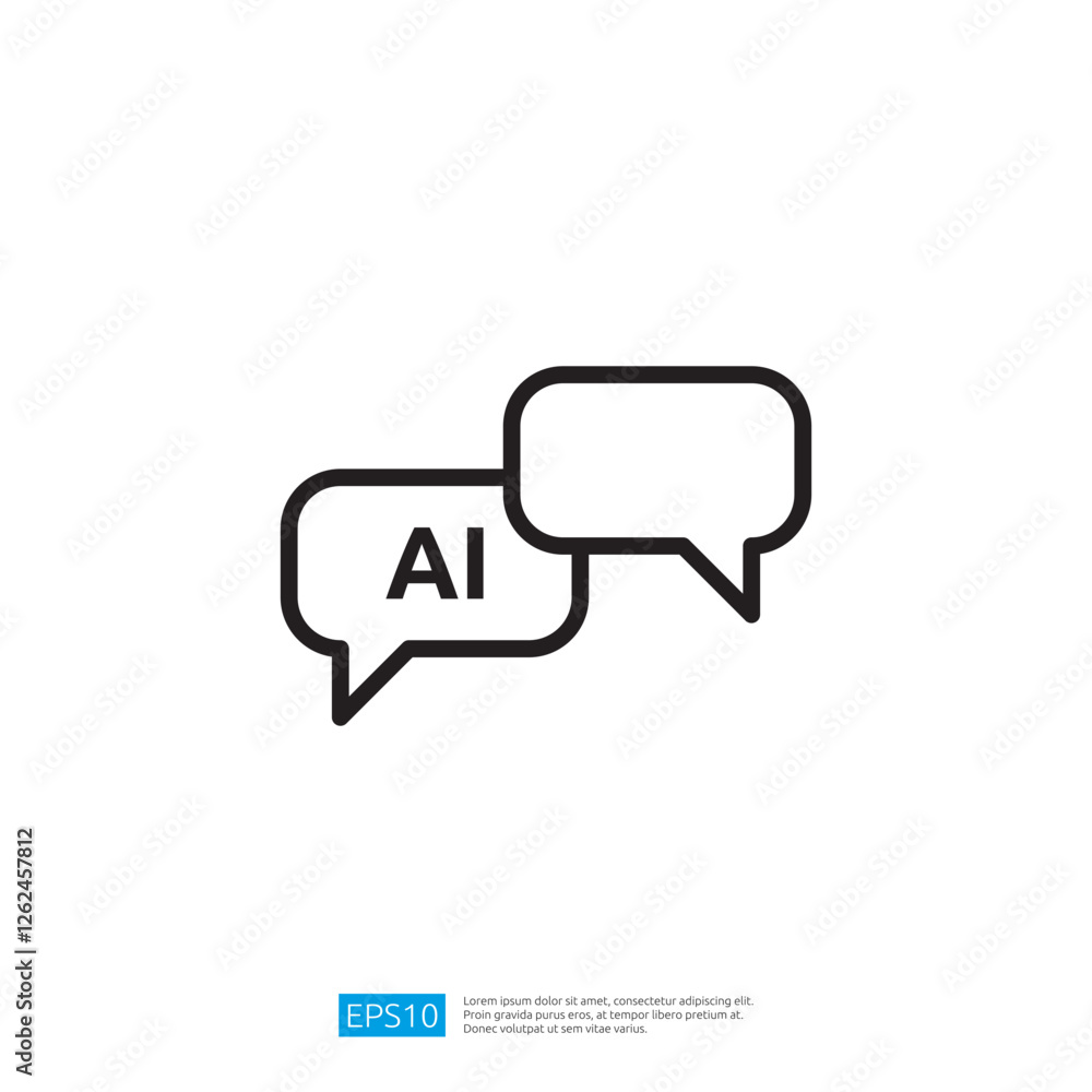 The image features two speech bubbles, one labeled AI symbolizing communication and dialogue related to artificial intelligence. The image features two speech bubbles, one labeled AI symbolizing communication and dialogue related to artificial intelligence.