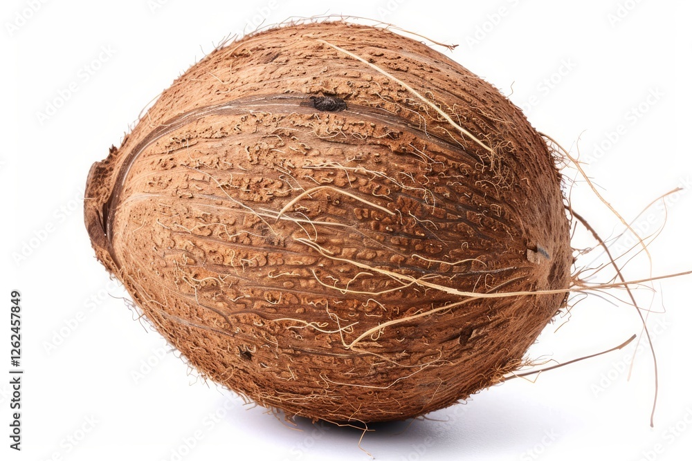 Coconut on white background with detailed texture. AI generated Coconut on white background with detailed texture. AI generated