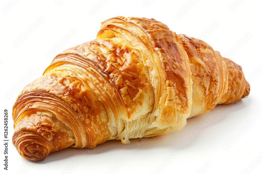 Golden croissant on white background. AI generated Golden croissant on white background. AI generated